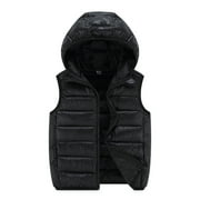 Toddler Cute Jacket Child Kids Baby Boys Girls Sleeveless Winter Solid Coats Hooded Vest Outer Outwear Outfits Clothes Warm Outwear 3-4 Years